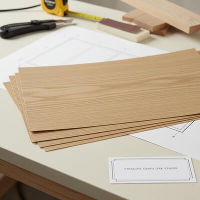 Straight Grain Pattern Oak Veneer Sheets Unfinished Smooth Texture Perfect for Custom Woodworking Projects Wall Paneling and Cabinet Making
