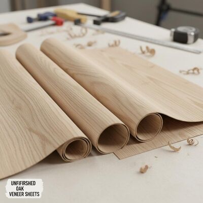 Plaques de placage en chêne non finies texture lisse Conçues pour la fabrication de meubles Design intérieur et boiseries architecturales